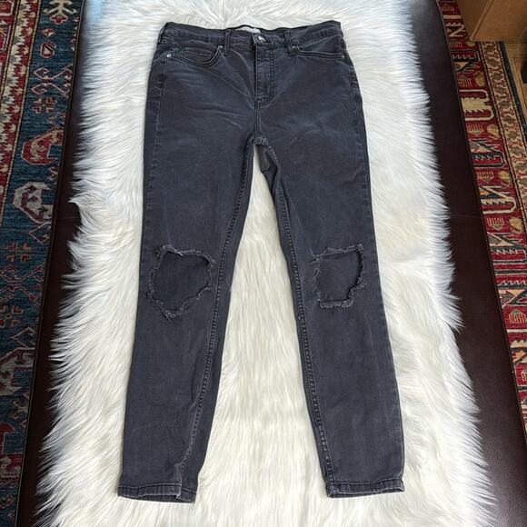 Free People Black Ripped Knee Skinny Jeans - Picture 2 of 6